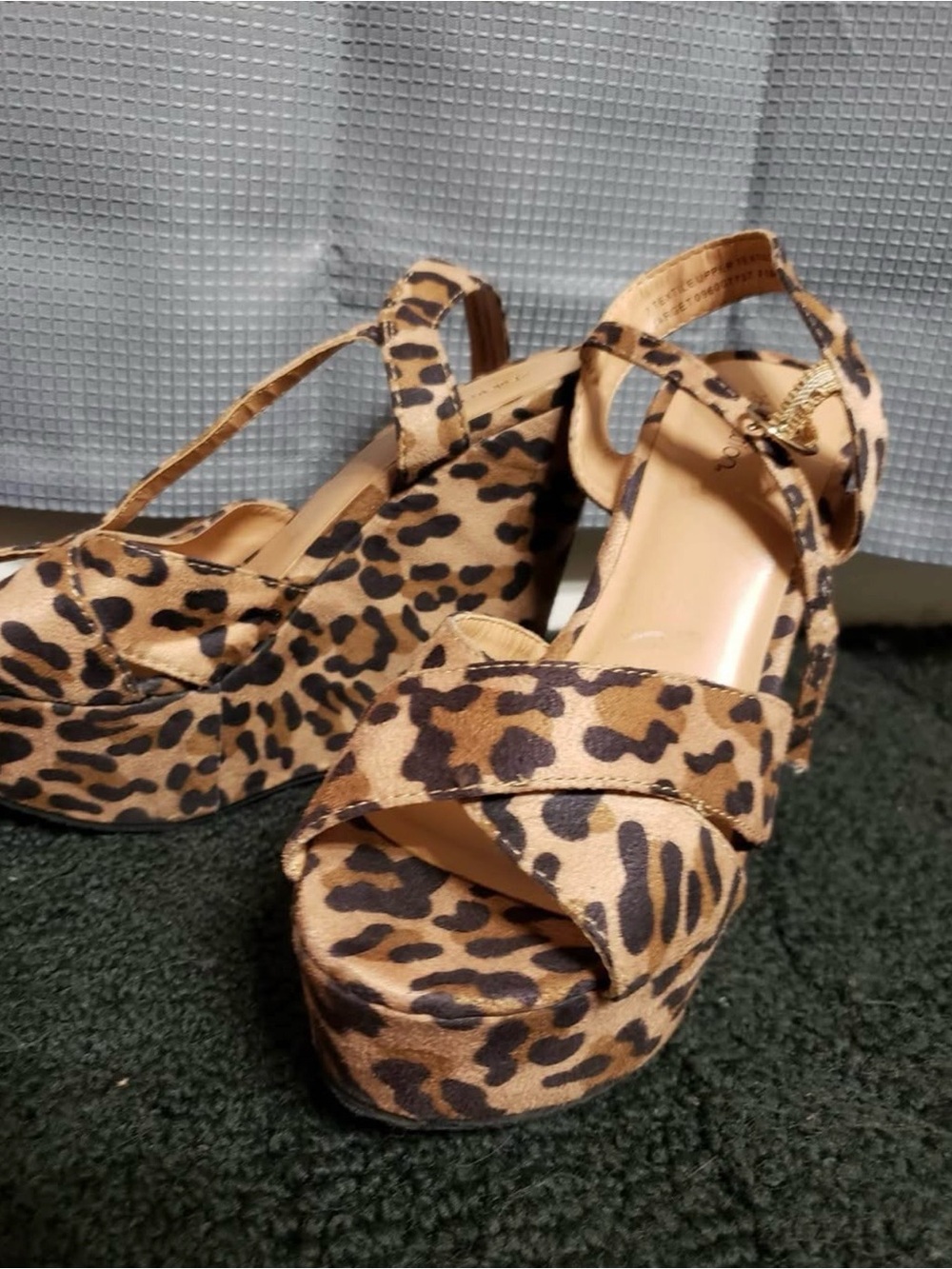 Xhilaration Leopard Print Platform Wedge Sandals - Tan/Black